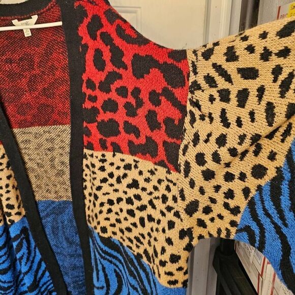 Terra & Sky Women's Open Front Cardigan Animal Print Boho Pockets Oversized Plus - Picture 6 of 8